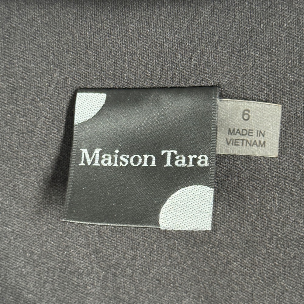 Maison Tara Dress Floral Print Midi Long Sleeve V Neck Black‎ Orange Size 6 - Picture 6 of 9